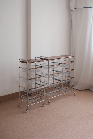 Kệ gỗ sắt có bánh xe