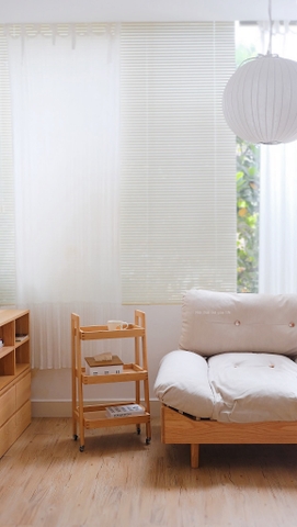 Kệ gỗ 3 tầng có bánh xe