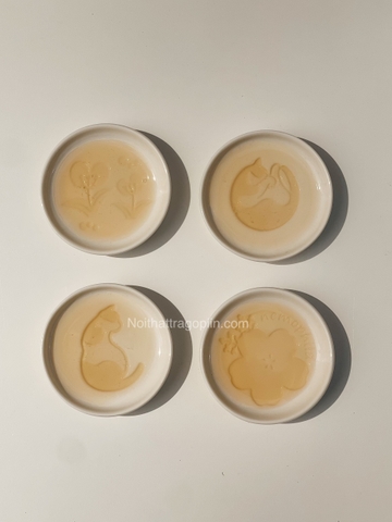 Chén gia vị trắng sứ - Hoa 02