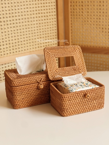 Hộp khăn giấy 01 mây  - hình trụ 15x15cm