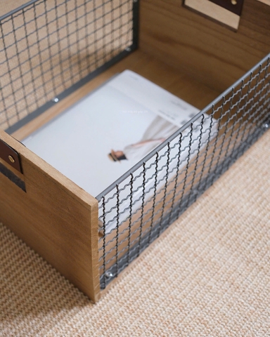 Giỏ đựng đồ sắt + gỗ