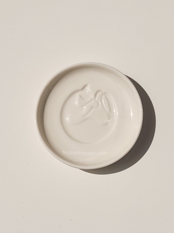 Chén gia vị trắng sứ - Hoa 02