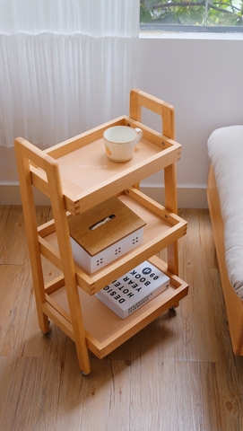 Kệ gỗ 3 tầng có bánh xe
