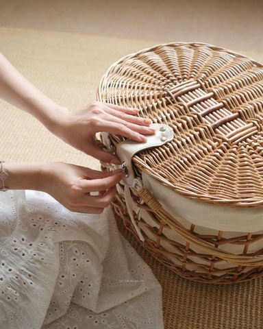 Giỏ mây dã ngoại 02 có lót vải