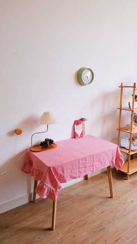 Khăn bàn 07 caro đỏ hồng