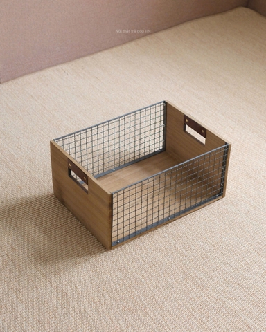 Giỏ đựng đồ sắt + gỗ