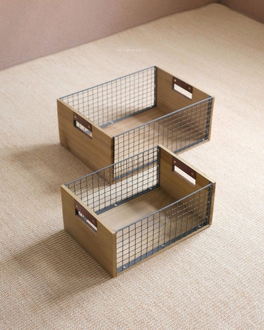 Giỏ đựng đồ sắt + gỗ