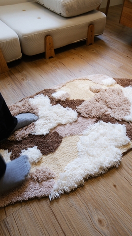 Thảm trừu tượng cánh đồng - Nâu