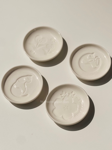 Chén gia vị trắng sứ - Hoa 02