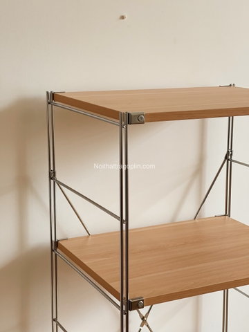 Kệ đứng màu sồi khung inox