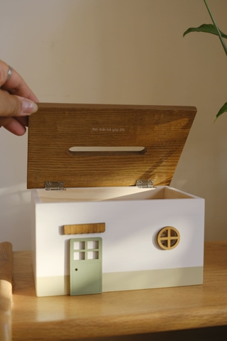 Nhà gỗ để khăn giấy 02 14x20cm cao 11cm