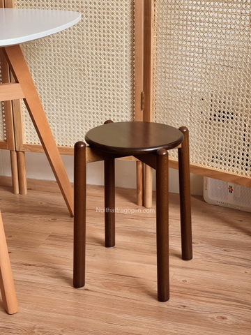 Ghế đẩu full gỗ 02 - óc chó