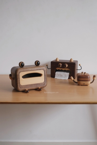 Ếch gỗ đựng khăn giấy