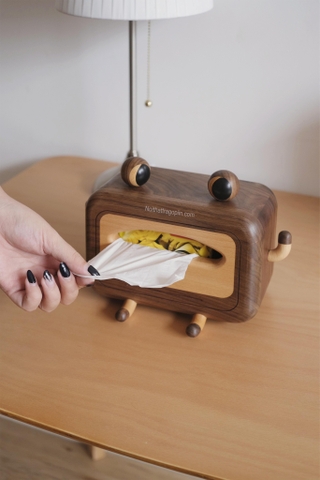 Ếch gỗ đựng khăn giấy