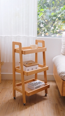 Kệ gỗ 3 tầng có bánh xe
