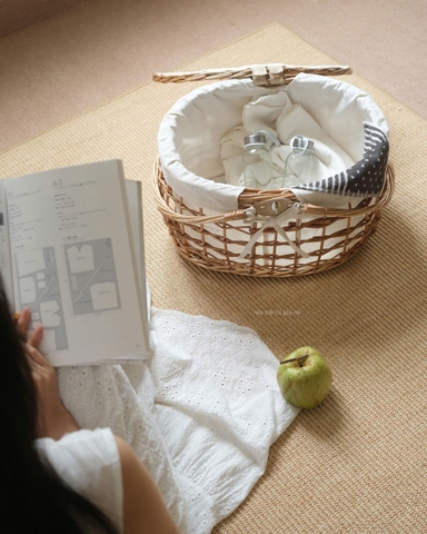 Giỏ mây dã ngoại 02 có lót vải