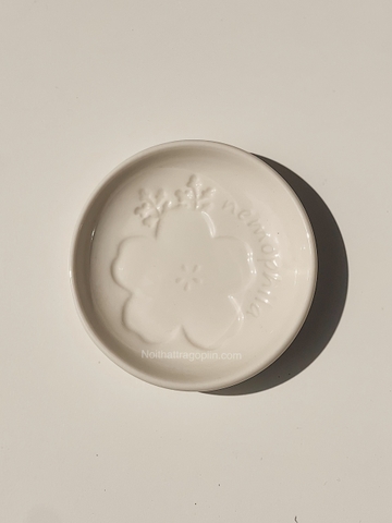 Chén gia vị trắng sứ - Hoa 02