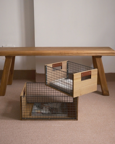 Giỏ đựng đồ sắt + gỗ