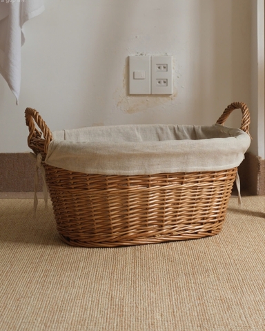 Giỏ mây 18 hai quai lót vải trơn