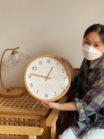 Đồng hồ 01 khung gỗ tự nhiên - lớn 35cm