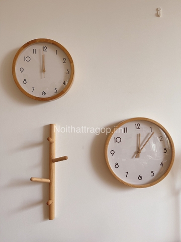 Đồng hồ 01 khung gỗ tự nhiên - lớn 35cm