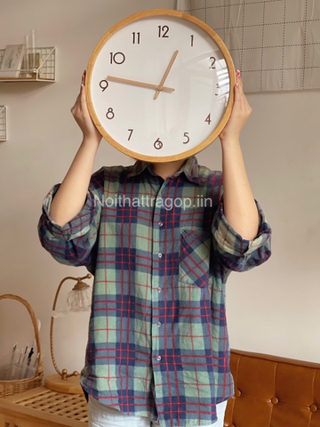 Đồng hồ 01 khung gỗ tự nhiên - lớn 35cm