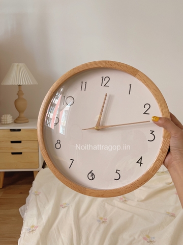 Đồng hồ 01 khung gỗ tự nhiên - lớn 35cm