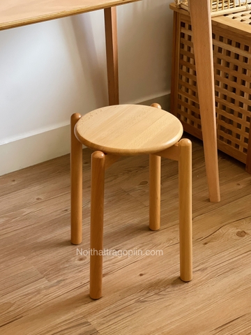 Ghế đẩu full gỗ 02 - óc chó