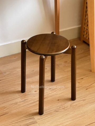 Ghế đẩu full gỗ 02 - óc chó