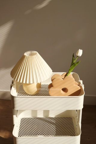 Bình gốm hình hoa - Màu đỏ cam lớn 21x25x11cm