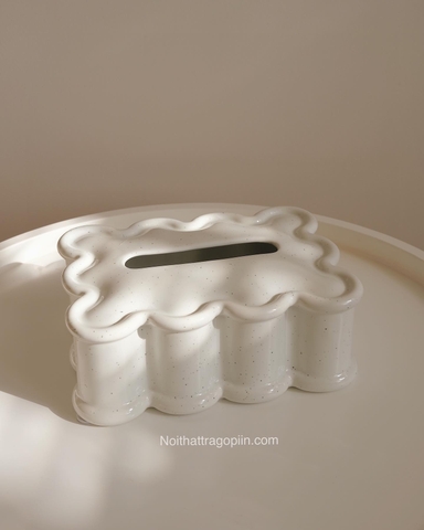 Hộp sứ đựng khăn giấy Memphis - Vàng bơ