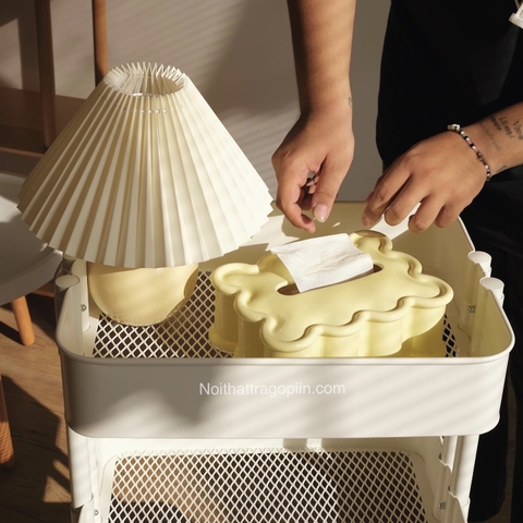 Hộp sứ đựng khăn giấy Memphis - Vàng bơ