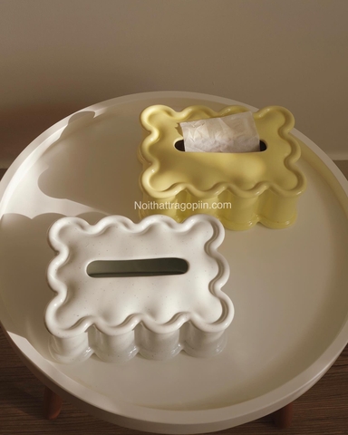 Hộp sứ đựng khăn giấy Memphis - Vàng bơ