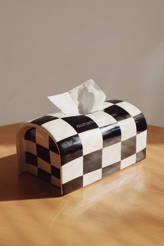 Hộp gốm đựng khăn giấy bàn cờ