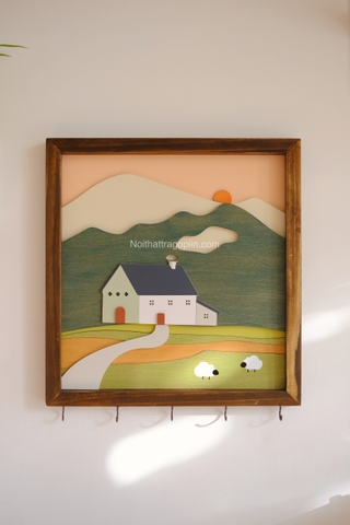 Tranh gỗ phong cảnh có móc treo 40x42cm