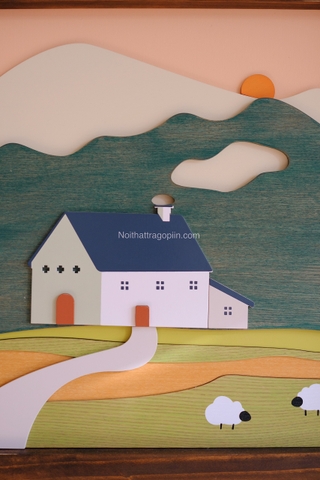 Tranh gỗ phong cảnh có móc treo 40x42cm