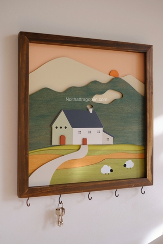 Tranh gỗ phong cảnh có móc treo 40x42cm