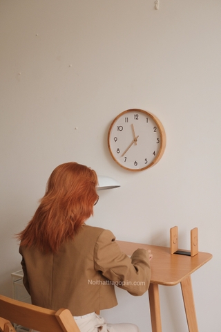 Đồng hồ 01 khung gỗ tự nhiên - lớn 35cm