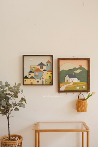 Tranh gỗ thị trấn 02 - có đèn