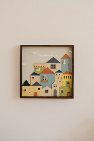 Tranh gỗ thị trấn 02 - có đèn