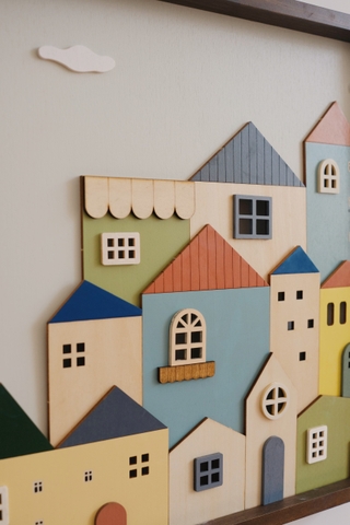 Tranh gỗ thị trấn 02 - có đèn