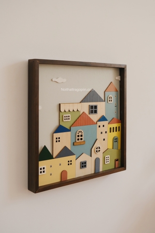 Tranh gỗ thị trấn 02 - có đèn