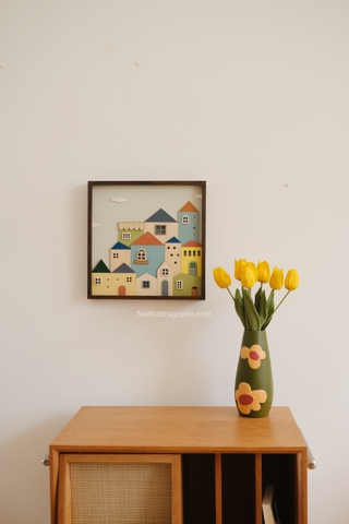 Tranh gỗ thị trấn 02 - có đèn