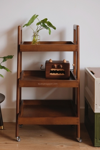 Kệ gỗ 3 tầng có bánh xe