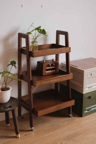 Kệ gỗ 3 tầng có bánh xe
