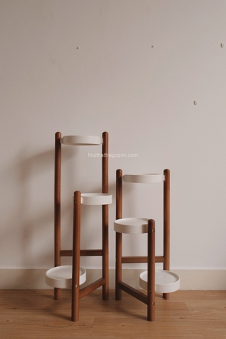 Đôn kê chậu cây 3 tầng - chân màu óc chó cao 90cm