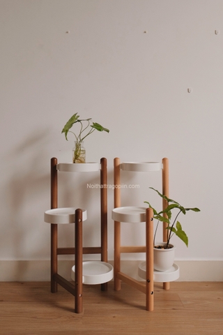 Đôn kê chậu cây 3 tầng - chân màu óc chó cao 90cm