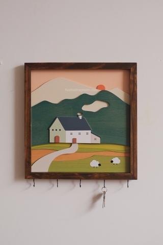 Tranh gỗ phong cảnh có móc treo 40x42cm