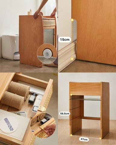 [ORDER] Tủ gỗ có ngăn cho robot hút bụi - Óc chó