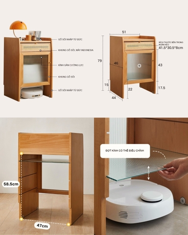 [ORDER] Tủ gỗ có ngăn cho robot hút bụi - Óc chó